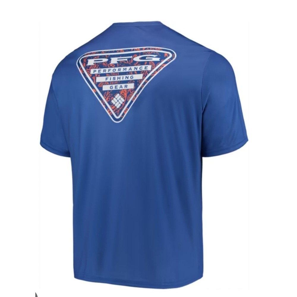 Columbia PFG Mens Royal Blue USA Flag Graphic T-Shirt Medium Cotton Short Sleeve